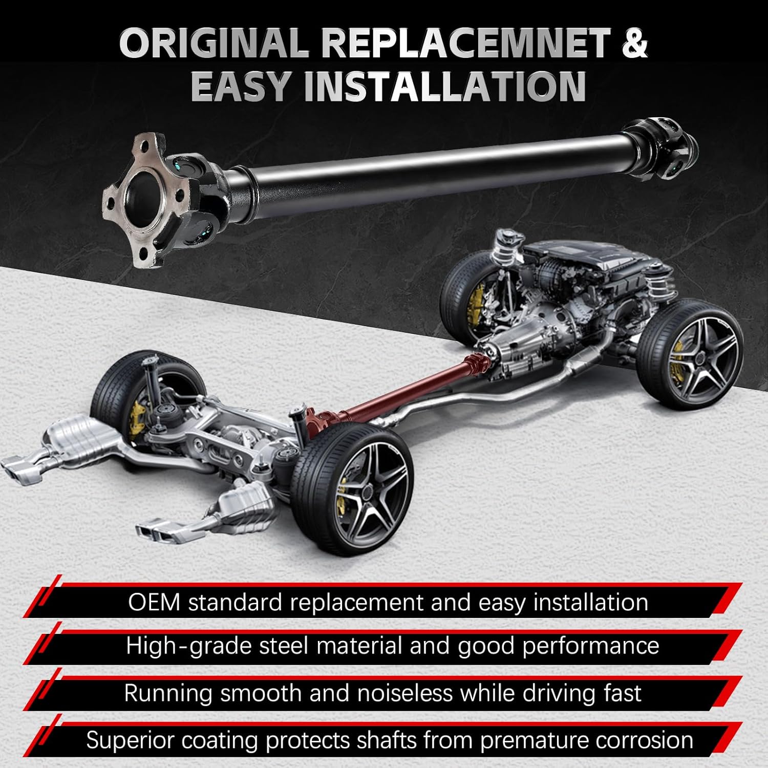 Nifeida Front Complete Drive Shaft Prop Shaft Assembly Compatible with BMW F15 F16 X5 X6 2012-2018, AWD Driveshaft Replace# 26209425907, 26208605866