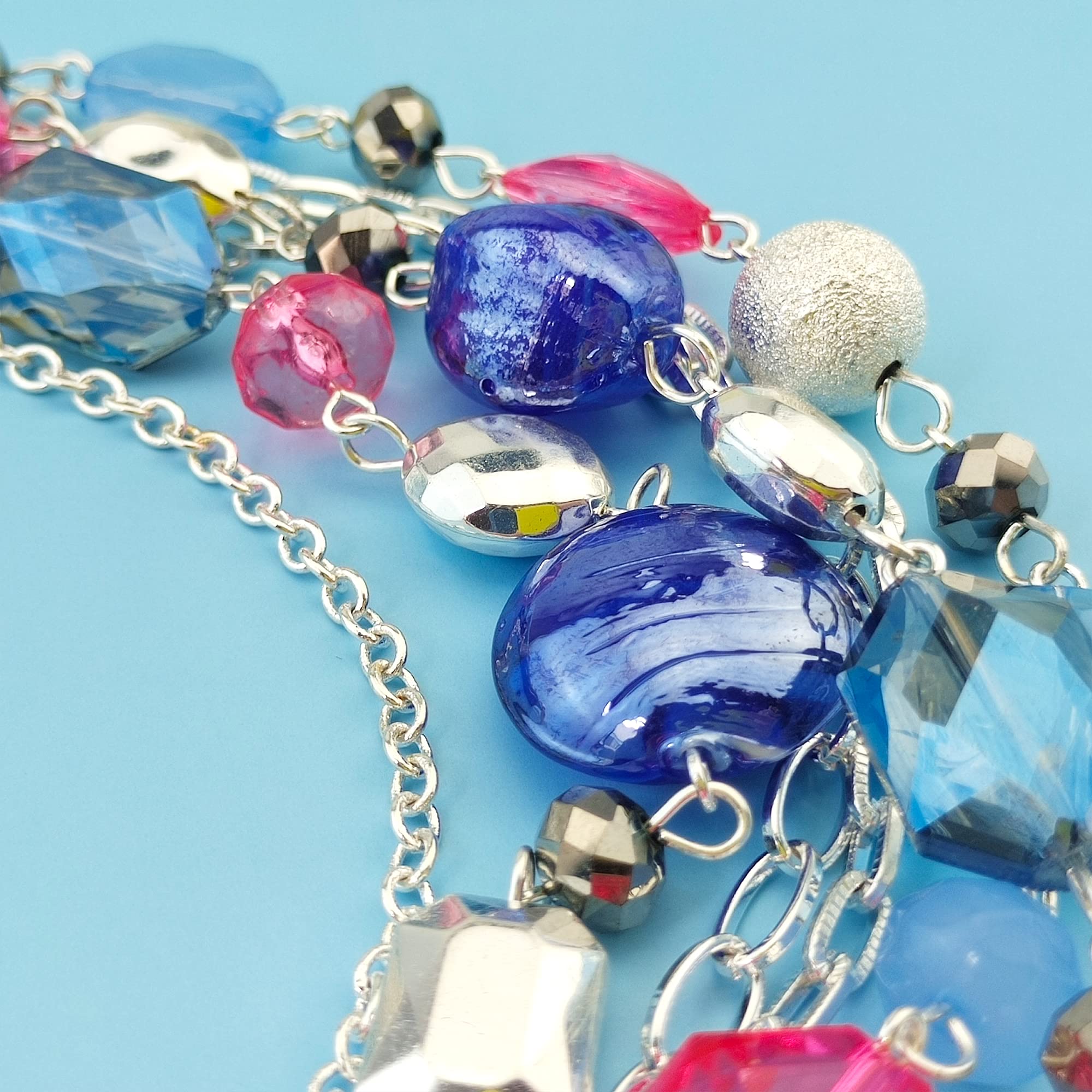 Bocar, collana multistrato con catenine, smaltata e con cristalli colorati, per donna