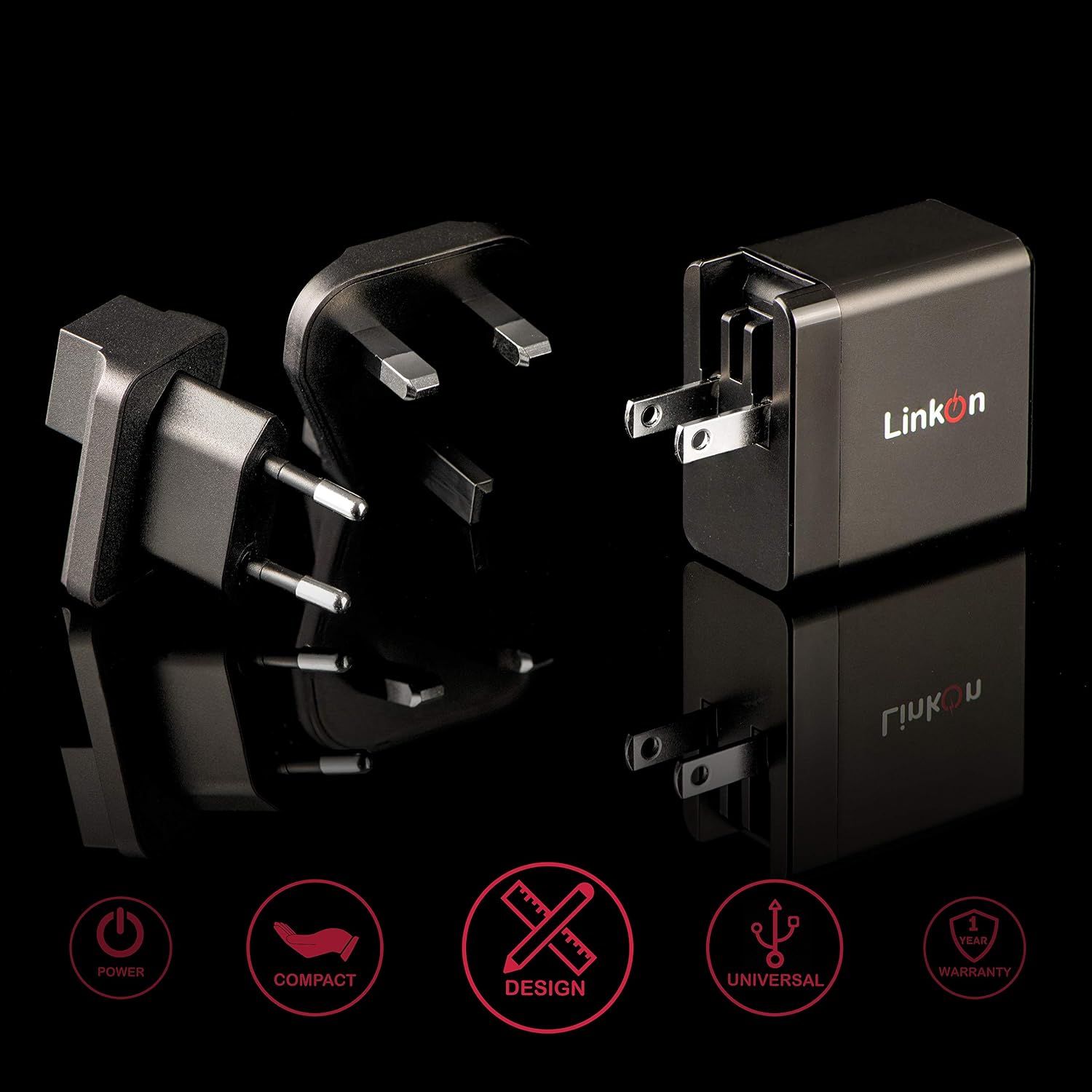 LinkOn Ganius 65W Wall Charger GaN Tech 65W USB-C PD3.0 PPS and 18W USB-A QC4.0+ Compatible with MacBook HP Dell Lenovo Surface Samsung Galaxy S20 Ultra Note 10+ Portable Laptop Travel International
