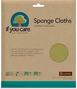 If You Care Sponge Cloths – 5 Count – Natural Reusable Cleaning Rags for Kitchen and Bathroom