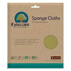 If You Care Sponge Cloths 5 Count 100 Natural Cleaning Rags for Kitchen Bathroom Home Countertop Surfaces Absorbent