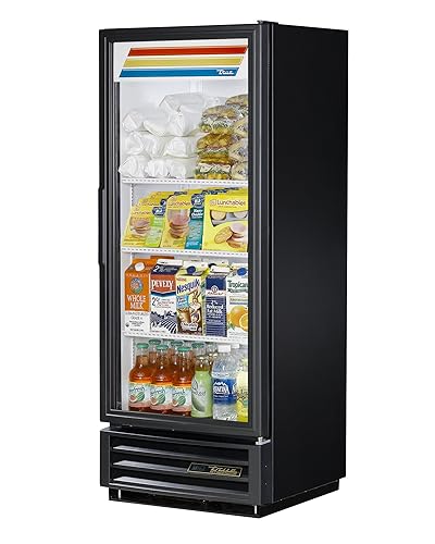 True GDM-12-HC-LD, refrigerador comercial, con puerta única abatible de vidrio, con refrigerante hidrocarburo e iluminación LED, mantiene entre 33 y
