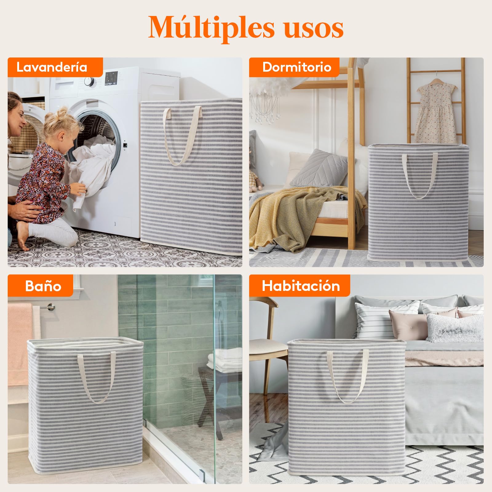 Lifewit Cesto Ropa Sucia Plegable 100L Gris