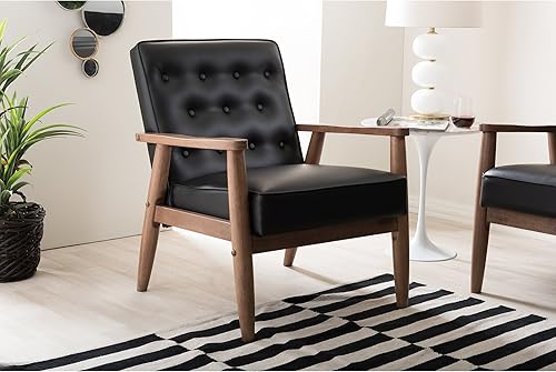 Miniatura 2 de Silla lounge Sorrento de Baxton Studio, Madera, Negro