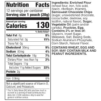 Pillsbury Mini Soft Baked Cookies, Chocolate Chip, Snack Bags, 12 ct