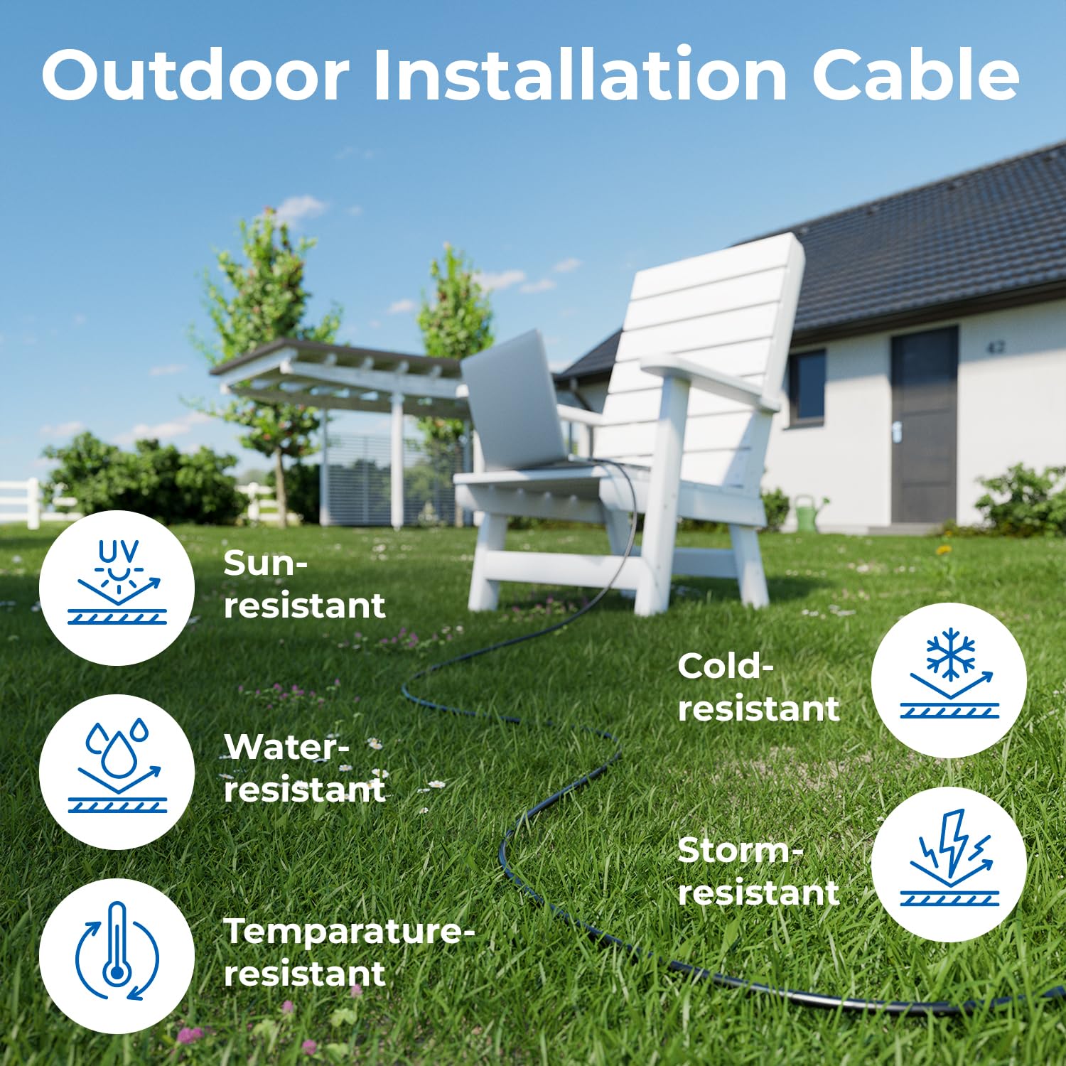 deleyCON 50m Cavo Installazione CAT6 Outdoor Rete 1000 Mbit GIGABIT - Rame (CU) Rigido LAN Ethernet Dati Esterno Resistente Intemperie Giardino Terrazza Officina