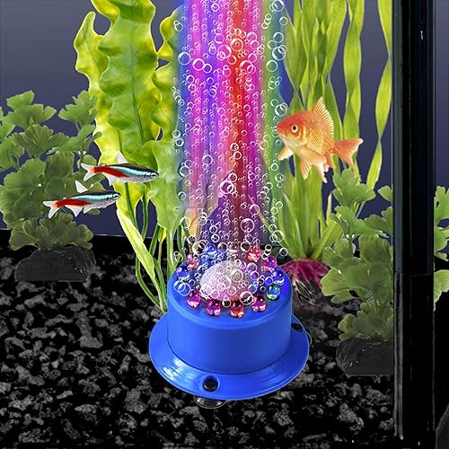 Miniatura 4 de Penn-Plax Piedra de aire LED arcoíris multicolor en cascada gran burbujeador para acuarios de agua dulce y salada, 2.5 pulgadas de diámetro
