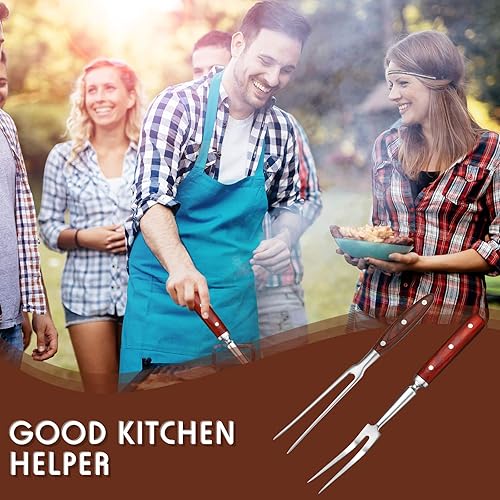 Miniatura 5 de Patelai 2 tenedores de carne para tallar carne de 12 pulgadas y 14 pulgadas de acero inoxidable para servir a la parrilla, tenedores de carne con