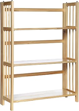 Casual Home 3-Shelf Folding Stackable Bookcase 27.5" Wide-Natural