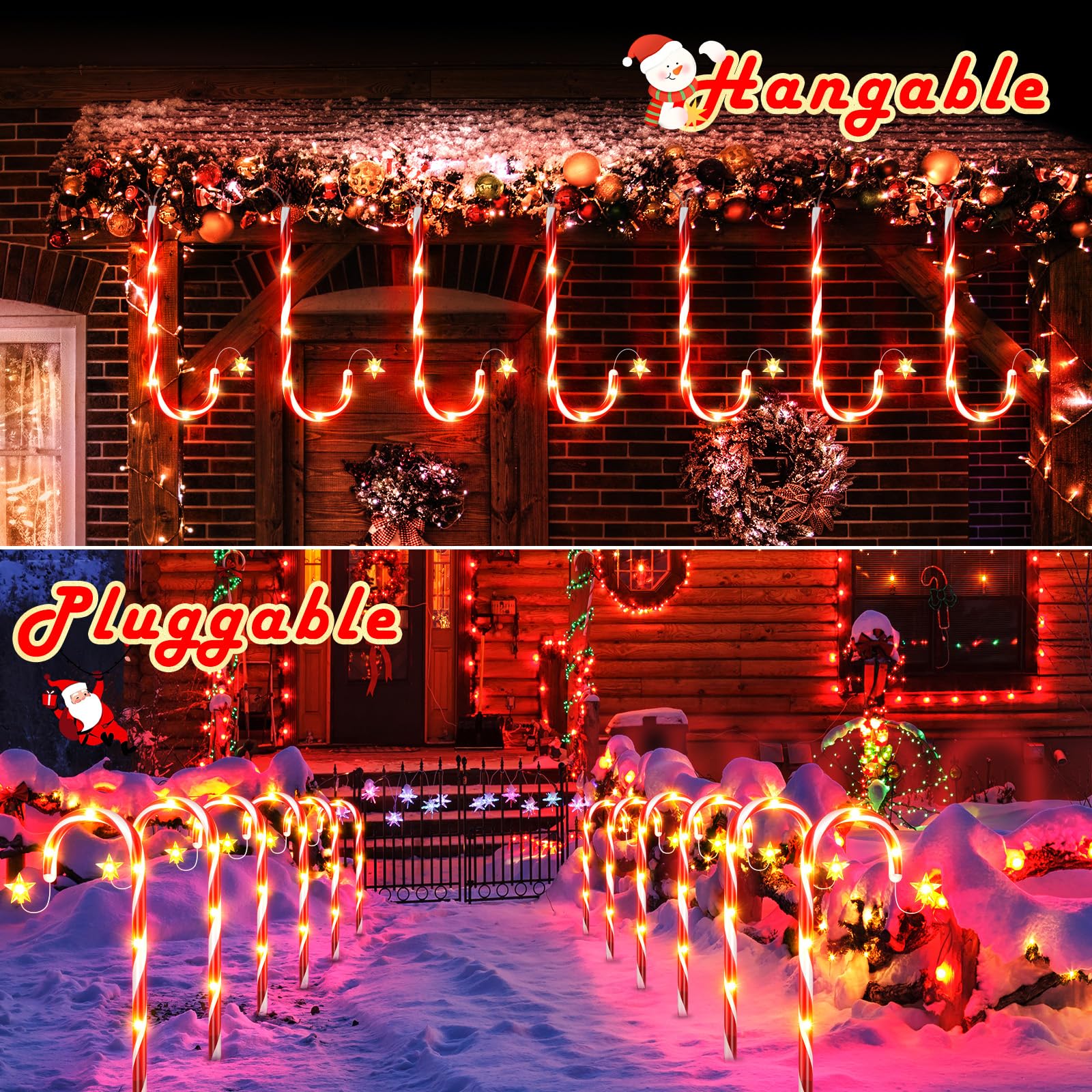 24 Pack Outside Christmas Decorations Solar Candy Cane Lights, NEEMO ...