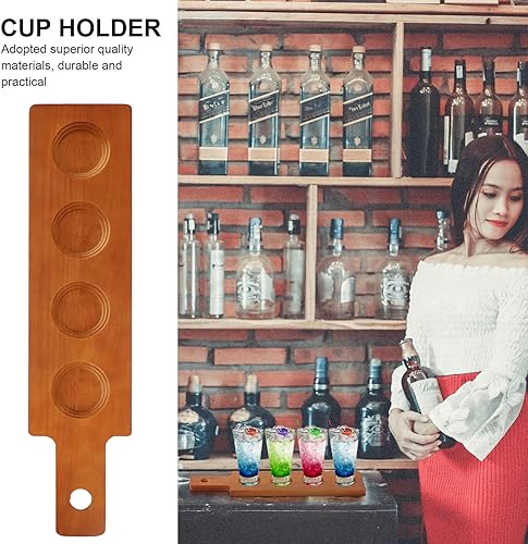 Miniatura 5 de CALLARON Juego de mesa de comedor para degustación de cerveza, muestreador de madera, bandeja de servicio de madera rústica, tablero de remo de 4