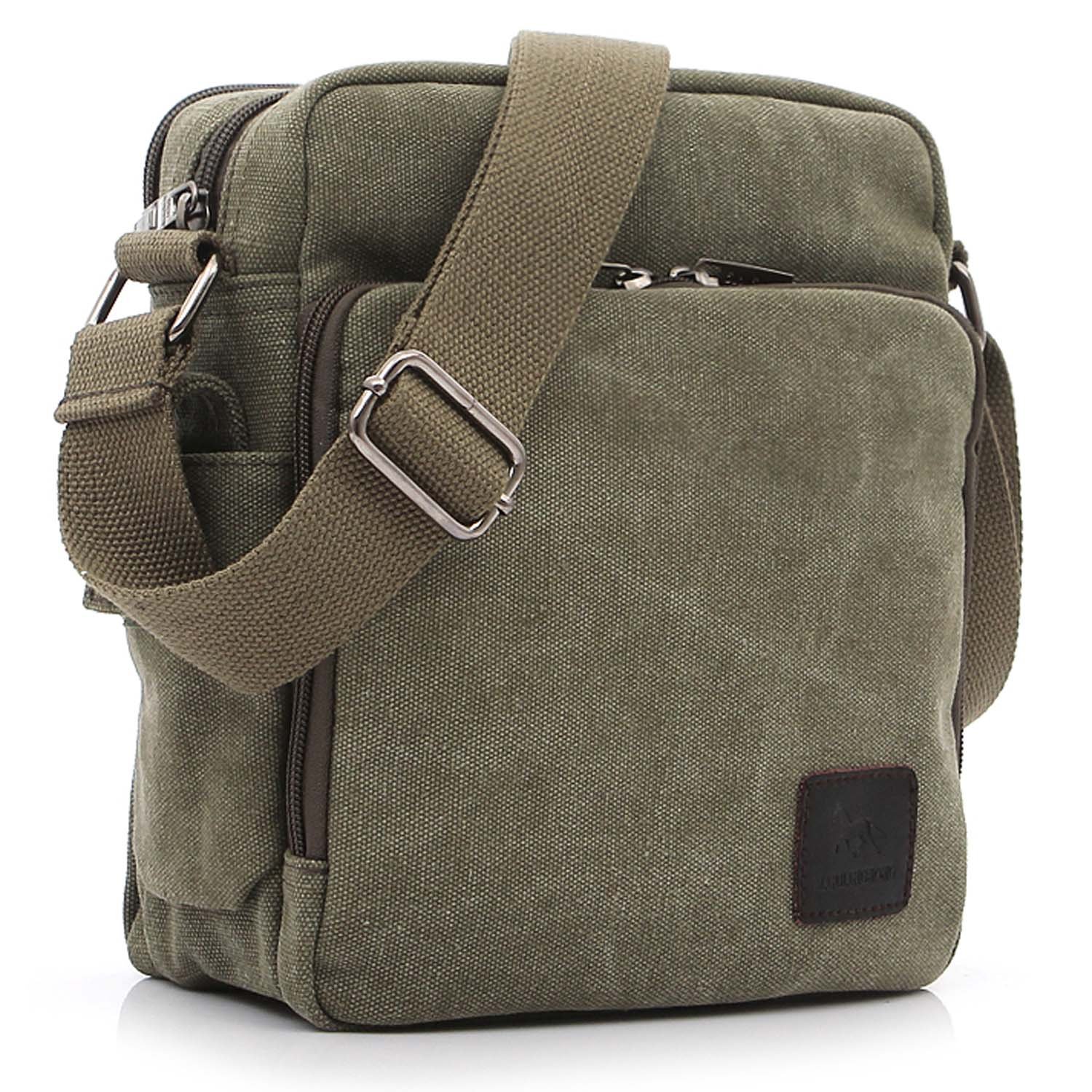 Bolso Bandolera Hombre Pequeño de Tela Vintage Messenger Bag para Colegio Universidad Libro Bolsa de Lona Originales de Viaje Sport