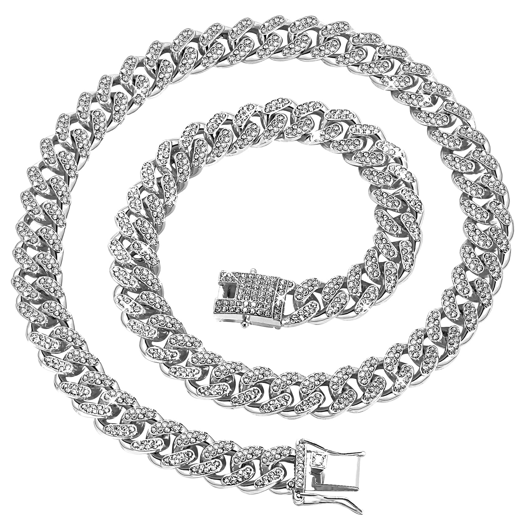 HonsnyCuban Link Chain for Men Women 13mm Iced Out Cuban Link Bracelet Anklet Bangle Chain for Men Boys Girls Miami Bling Diamond Silver Necklace Chains Hip Hop Gold Cuban Bracelet for Men Women