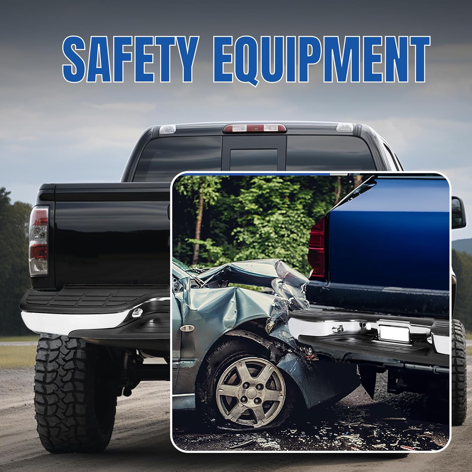 KUAFU Rear Step Bumper Compatible with 1999-2007 Chevy Chevrolet Silverado GMC Sierra 2500 HD 3500 Truck Chrome Steel Replacement for GM1103129 12473000 GM1103141 GM1191121