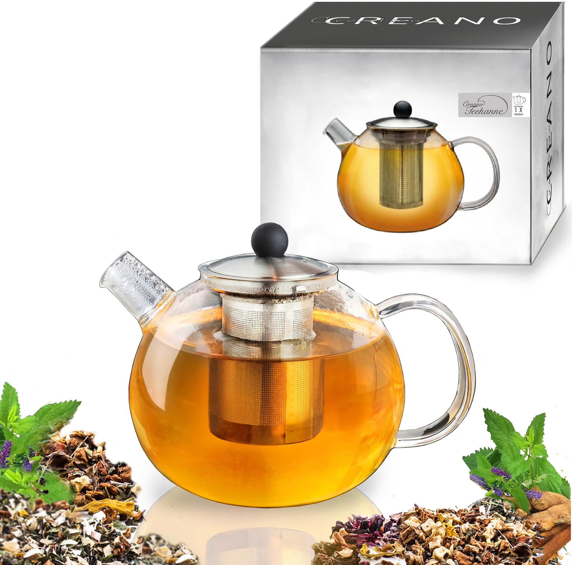 Qaray Théière En Verre, 18,5 Oz, Avec Infuseur, Filtre En Acier