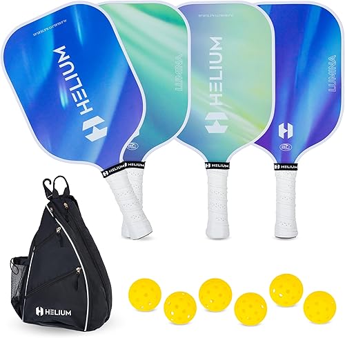 Helium Paletas de pickleball de fibra de carbono profesionales - Certificado USAPA - Textura de alto giro, núcleo de panal ligero