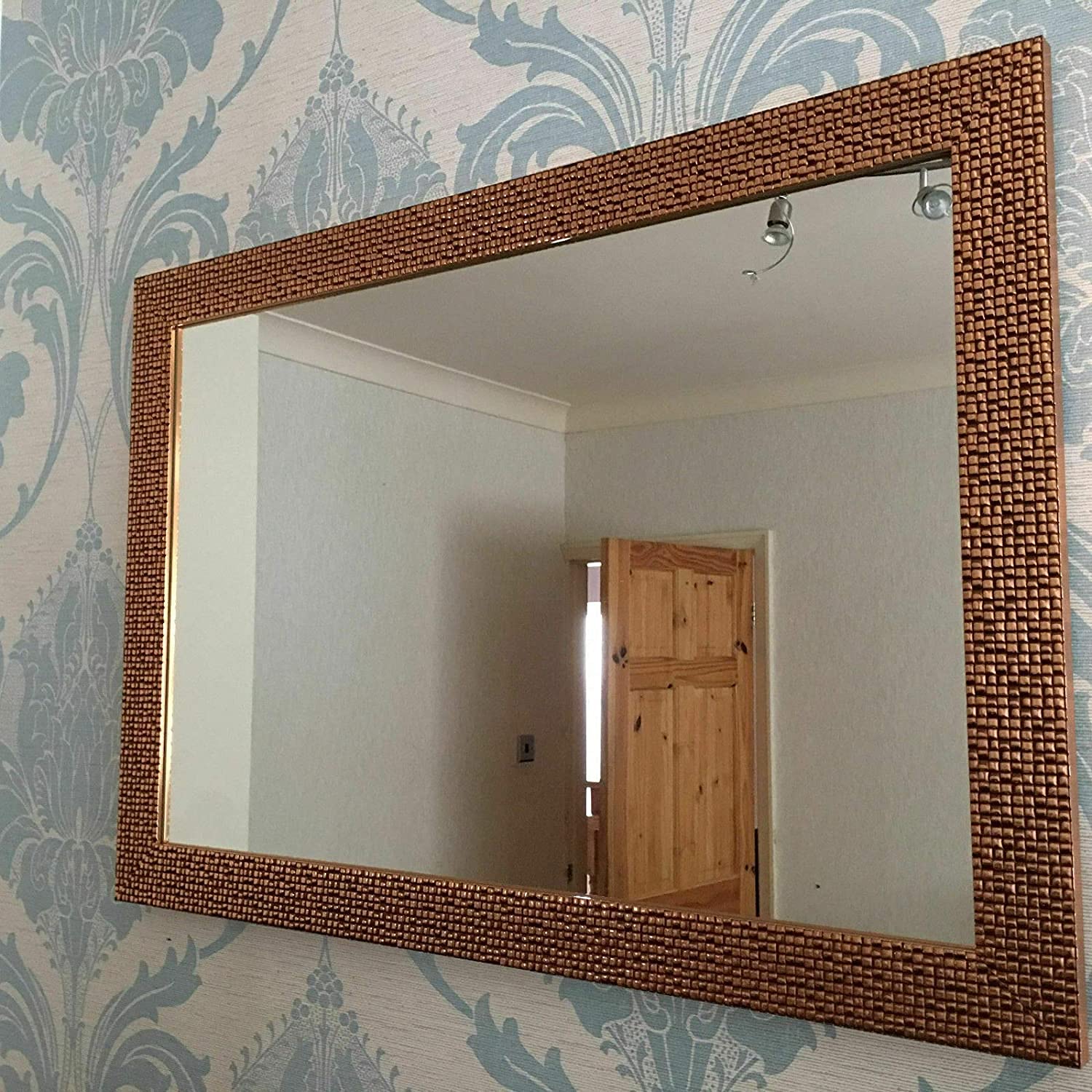 Biznest Gold Mosaic Effect Resin Large Wall Mirror 48X68cm, Home Decorative, Living Room, Bedroom Room (Gold)