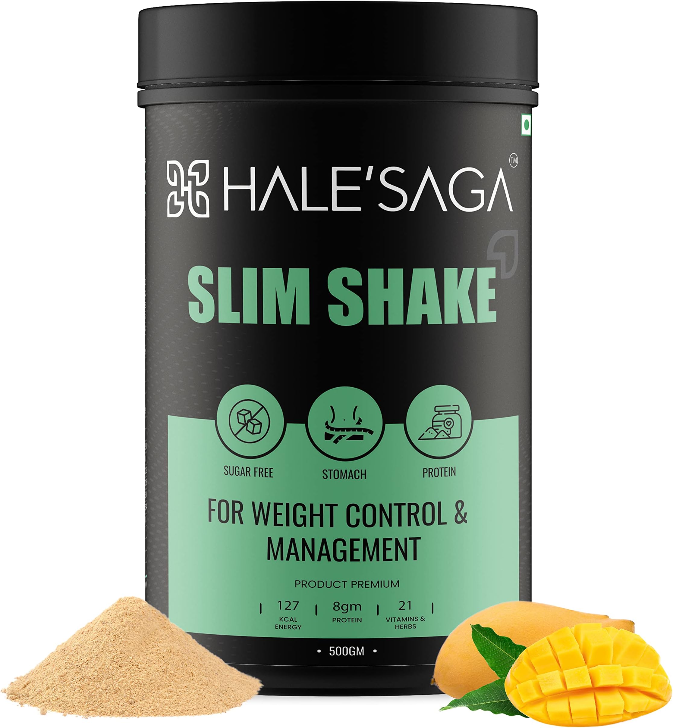 100% Vegan Protein Powder for Weight Loss - Premium Meal Replacement Shake for Women & Men with Ayurvedic Herbs and 26 Vitamins & Minerals - 500g Mango Flavor Slim Shake