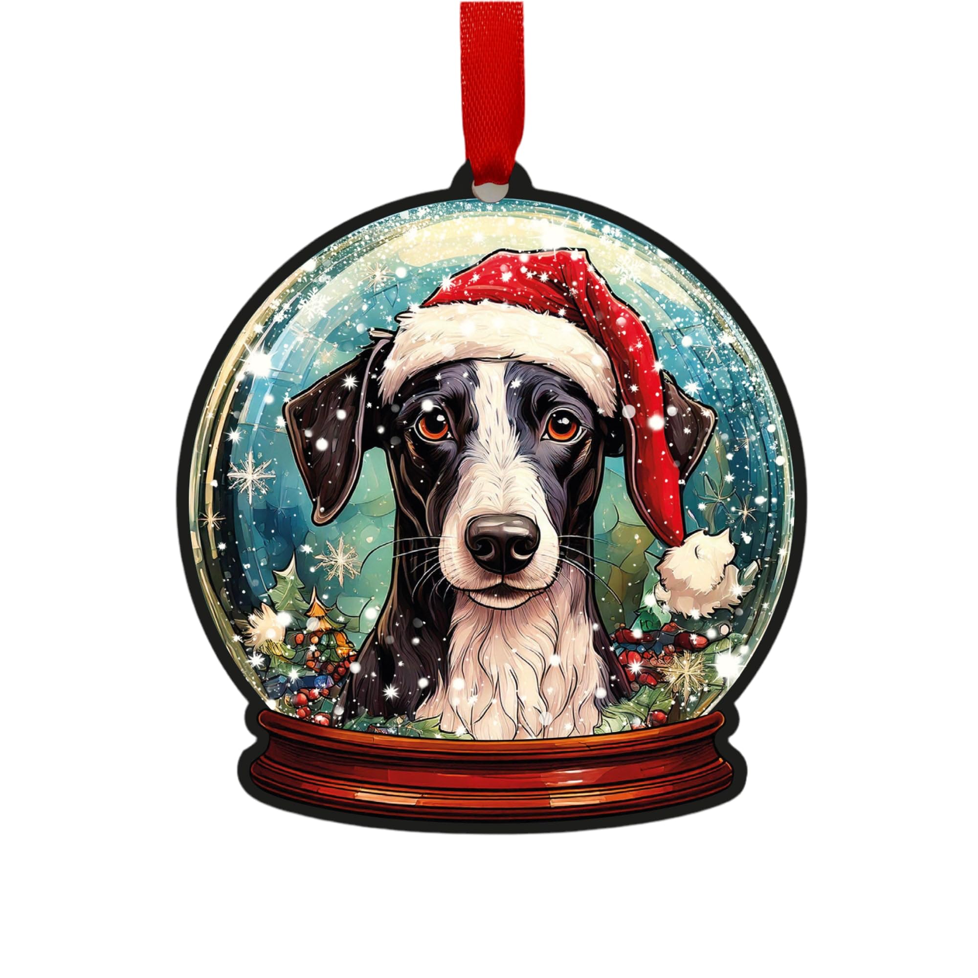 Whippet Grey Snow Globe Decoration