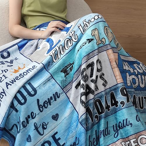 Miniatura 4 de Regalo de 21 cumpleaños con caja de regalo, regalos de cumpleaños 21 para él, manta de 60 x 50 pulgadas, regalos de cumpleaños para hombres de 21