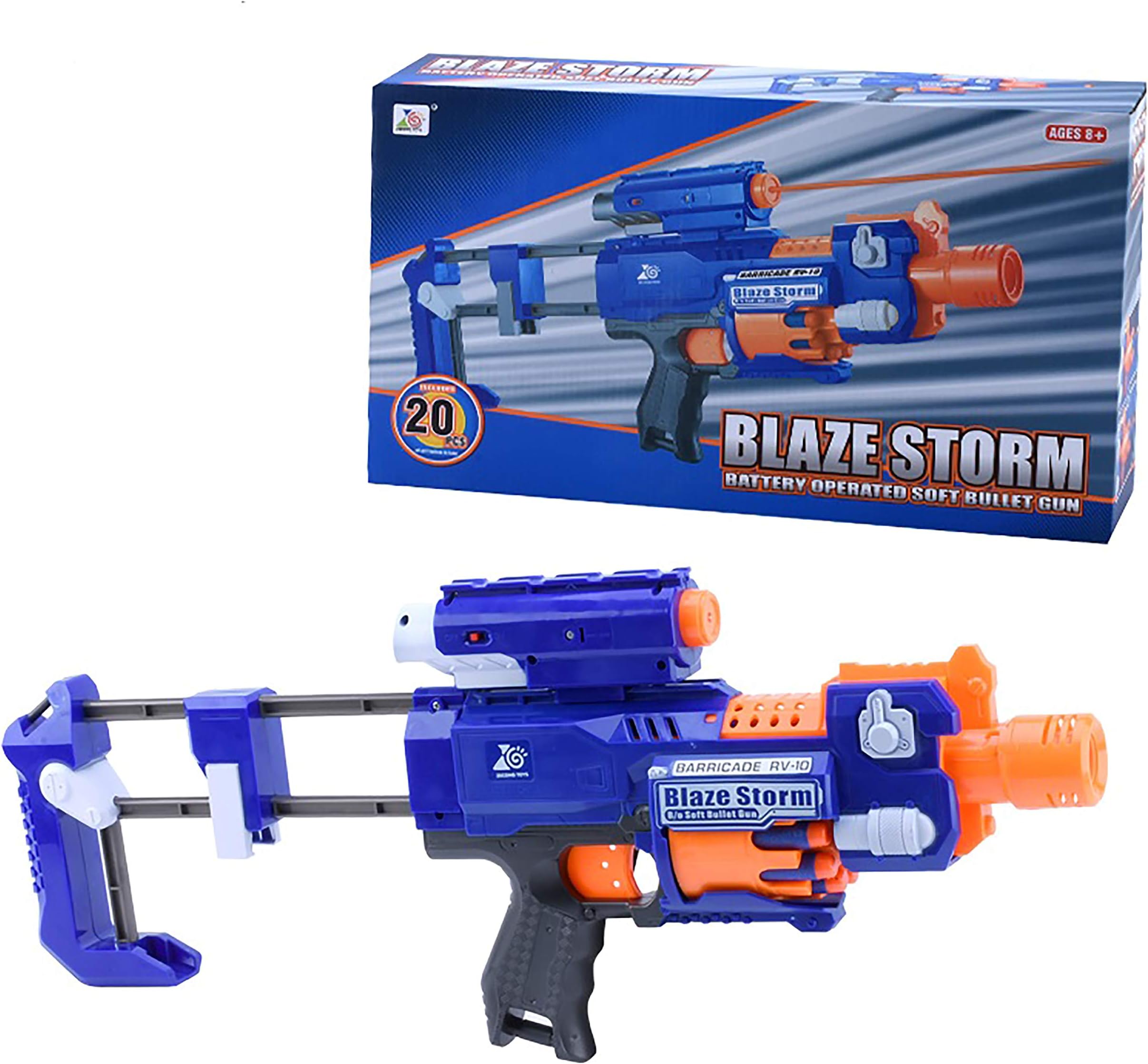 Blaze Storm Semi Auto Battery Operated Gun With 20 x Soft Bullets