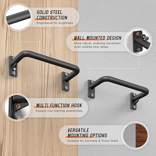 Miniatura 5 de Barra de dominadas para puerta, barras de dominadas de entrenamiento de fuerza resistente para gimnasio en casa, montaje en pared, montada en viga,