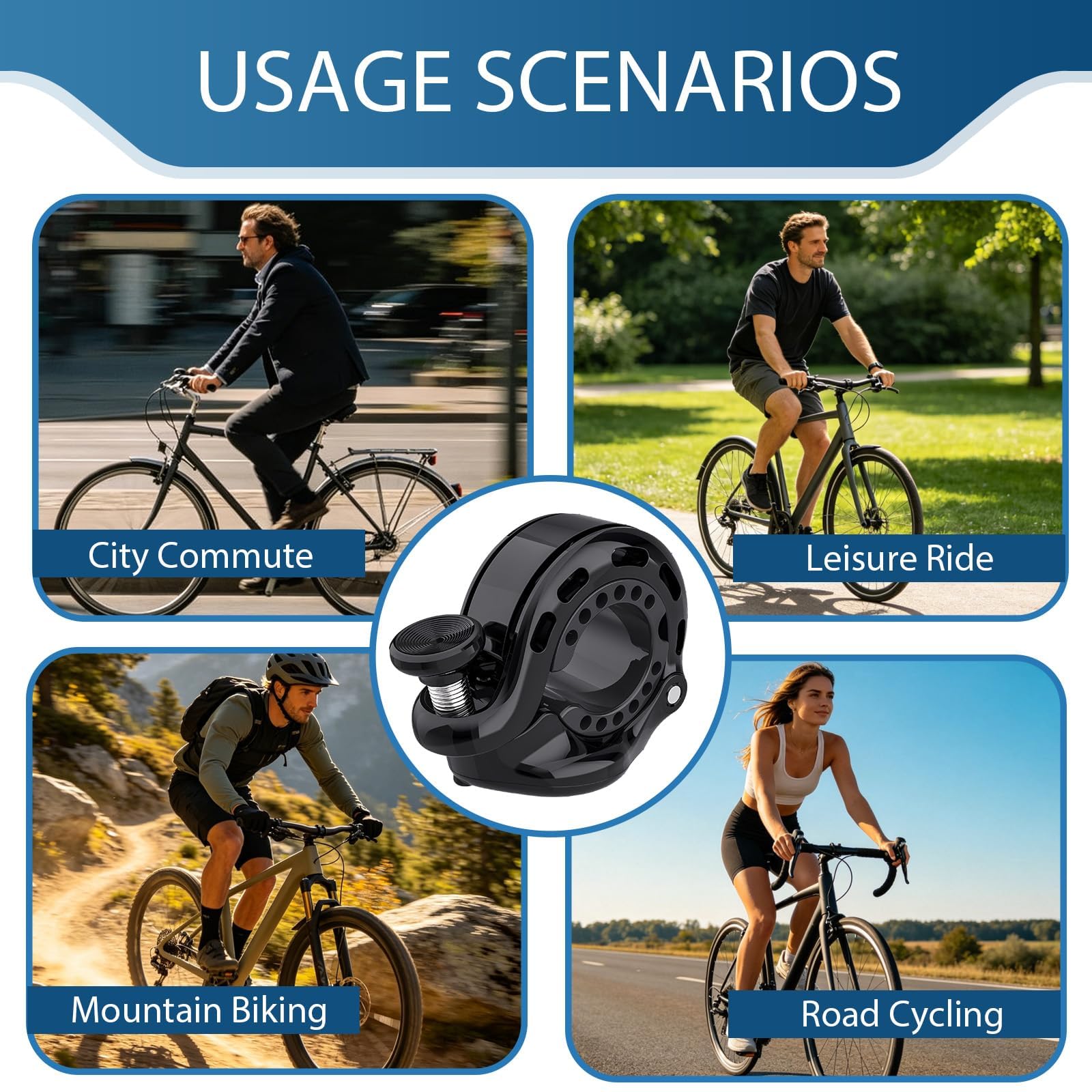 Sonnette vélo Adulte Mini 2026 Nouvelle Version 110 DB en Alliage d’Aluminium, Sonnette de vélo pour Guidon 22,2 à 31,8 mm, klaxon vélo Discret pour VTT, vélo de Route, vélo électrique