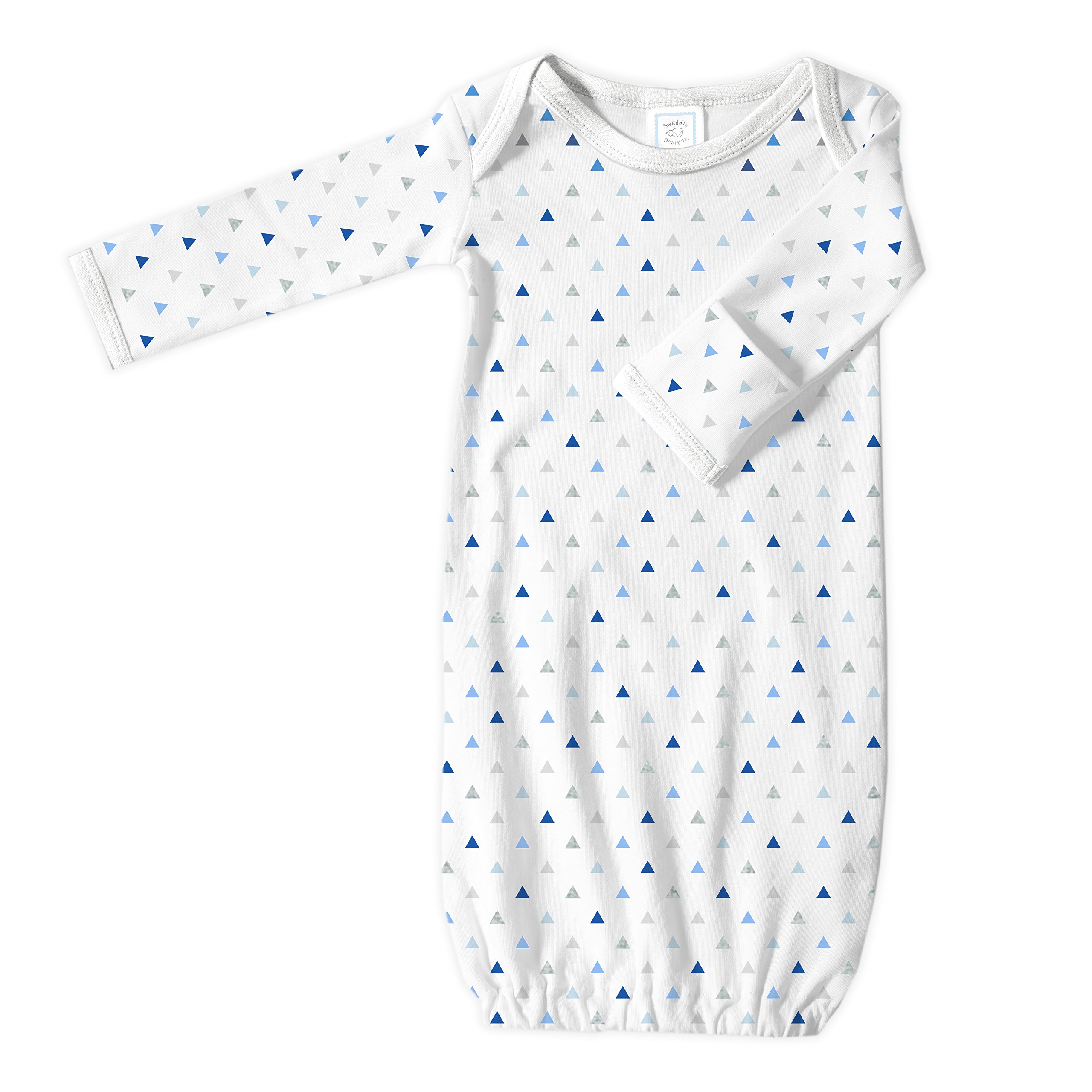 SwaddleDesigns Softest Cotton Baby Pajama Gown with Foldover Mitten Cuffs for Infant Boy and Girl, Newborn, 0-3 Months