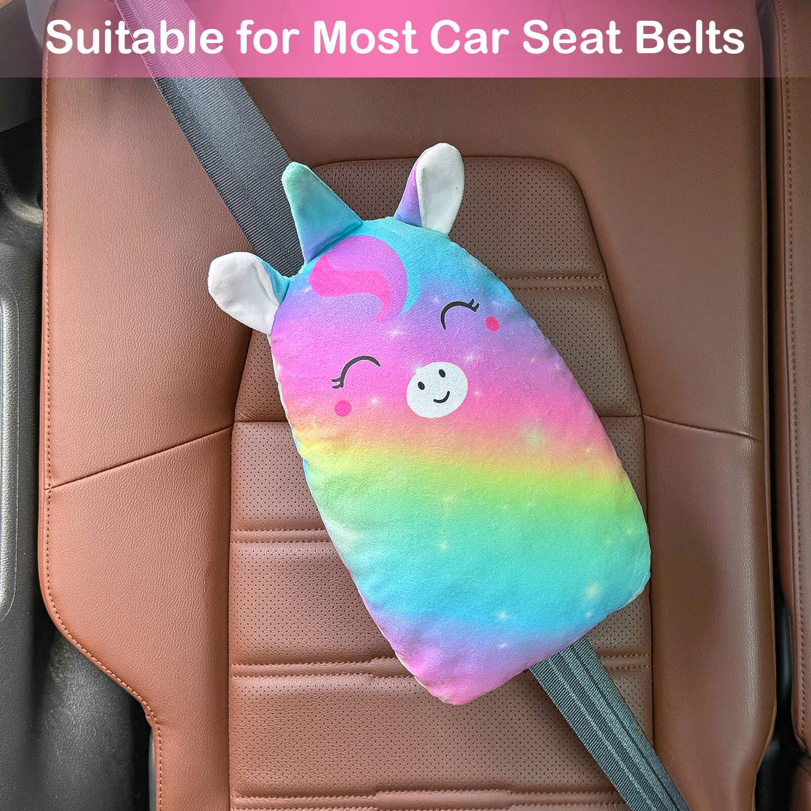 FIODAY Fundas para cinturón de seguridad de coche para niños, almohada de cinturón de seguridad de unicornio