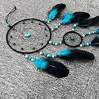 Vista 3 de Atrapasueños para adultos, decoración de habitación azul y negro atrapasueños para dormitorio, decoración de pared colgante hecho a mano, regalos