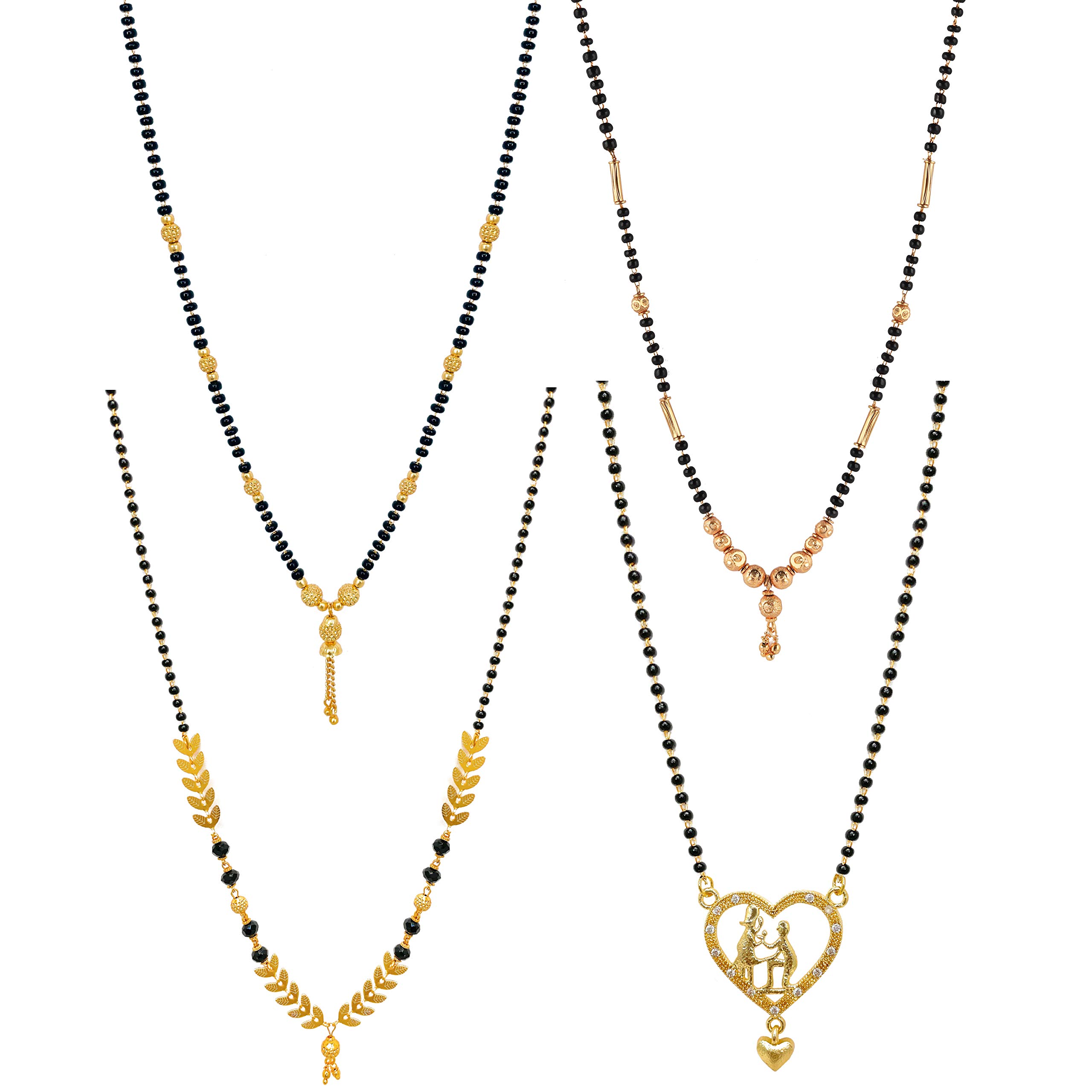 Brado Jewellery One Gram Gold Plated Combo of 4 Mangalsutra Necklace Pendant Tanmaniya Nallapusalu Black Bead Chain For Women and Girls (B08SQ38WDM) Amazon Price History, Amazon Price Tracker