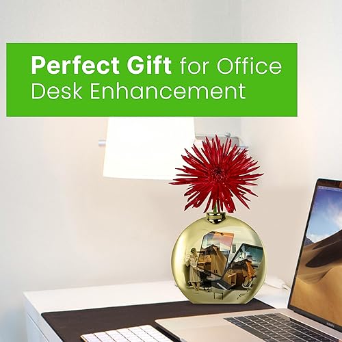 Miniatura 10 de Skywin Jarrón de espejo convexo, decoración de cubículo plateado con flor, espejo de cubículo de 3.9 x 3.9 x 4, espejo de escritorio para ver detrás