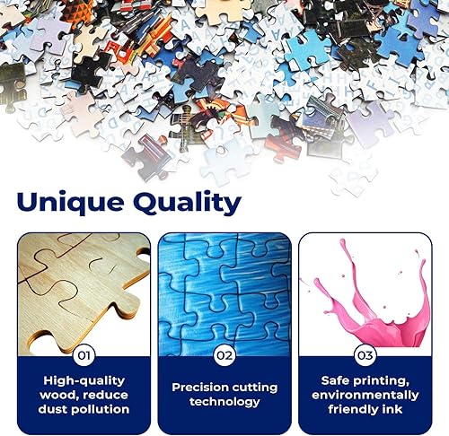 Miniatura 5 de Rompecabezas de madera de 1000 piezas para adultos, rompecabezas de 1000 piezas para adultos y niños mayores, rompecabezas de flores, torre Eiffel,