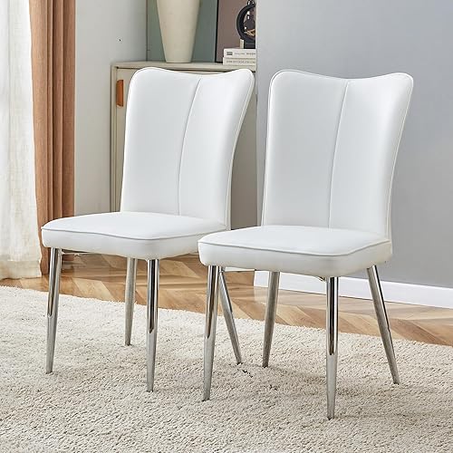 Miniatura 1 de LUSPAZ Juego de 4 sillas de comedor modernas, cojines de asiento de piel sintética, silla de comedor negra, con patas de metal negro, silla de