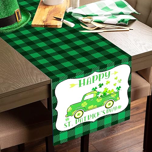 Miniatura 6 de Camino de mesa del día de San Patricio, decoración del día de San Patricio, decoración del día de San Patricio, trébol verde de la suerte,