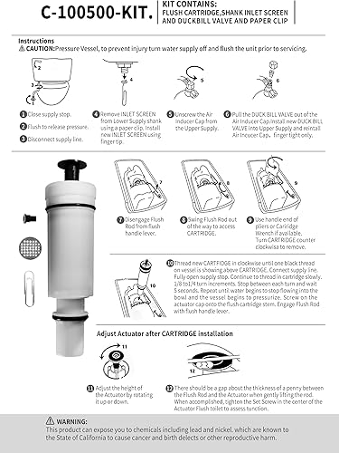 Miniatura 7 de XJJ 2 piezas de repuesto para inodoro C-100500-K. Compatible con tanque de asistencia de presión serie Flushmate 500, 501, 501A, 501B, 503, 504