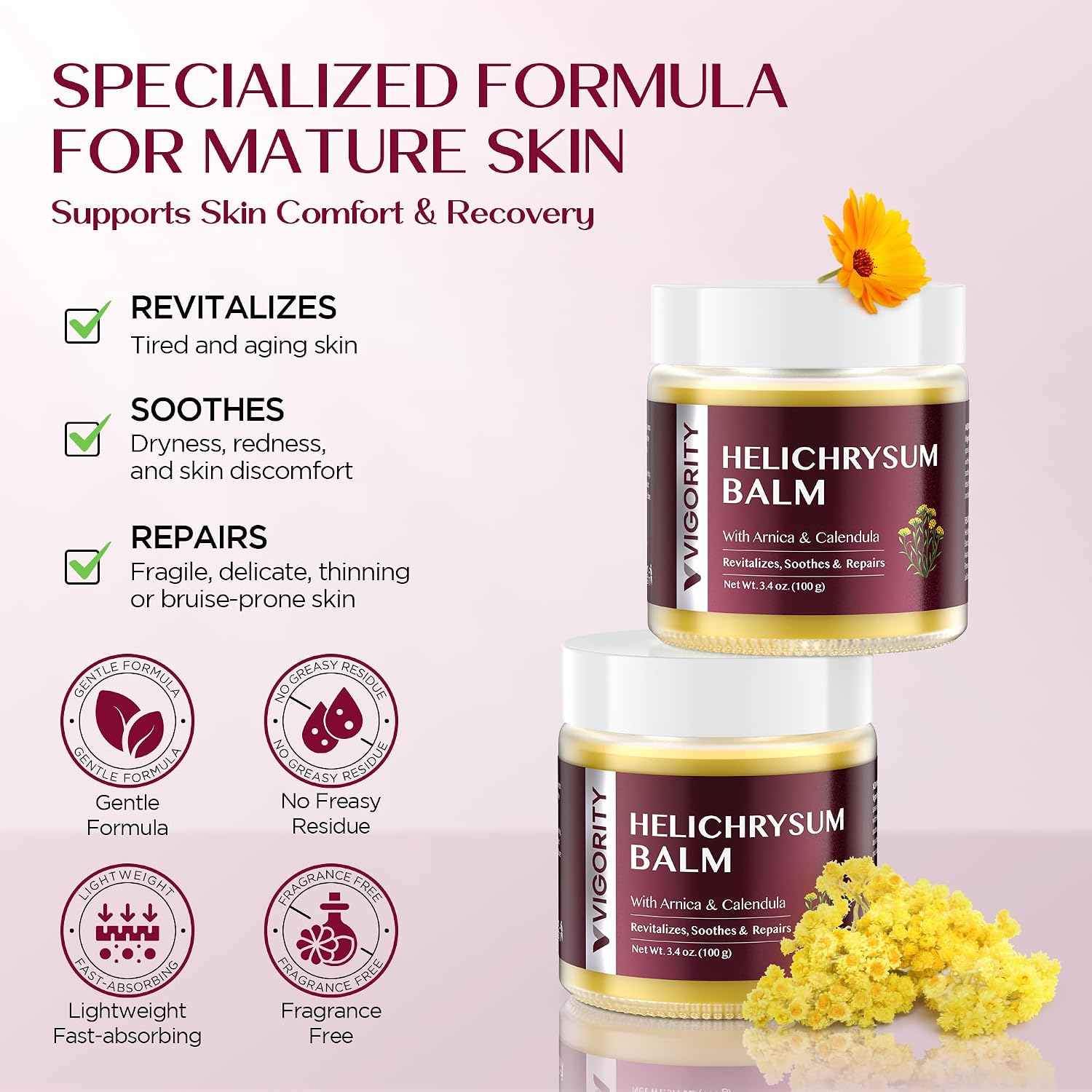  Helichrysum Balm Soothes & Repairs: Restorative Arnica Cream with Calendula for Fragile, Thin Skin & Bruise-Prone – Moisturizes, Revitalizes & Strengthens Skin Barrier for Adult Seniors 3.4oz thumbnail