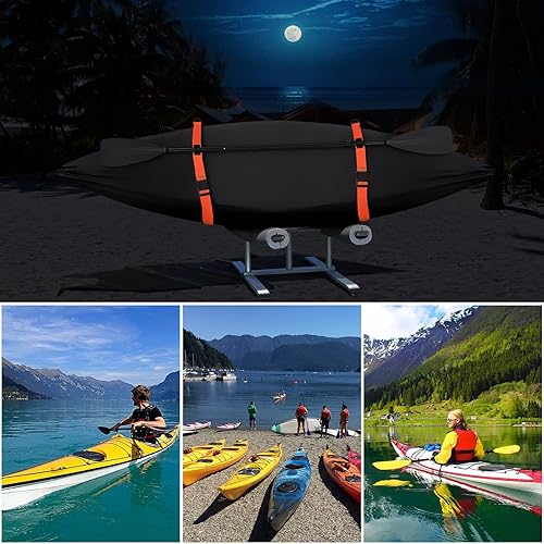 Miniatura 7 de BIGACOVER Funda para kayak de 18 pies, impermeable, protección UV, 600D, resistente, con cremallera, 2 correas ajustables y 1 correa de hombro para