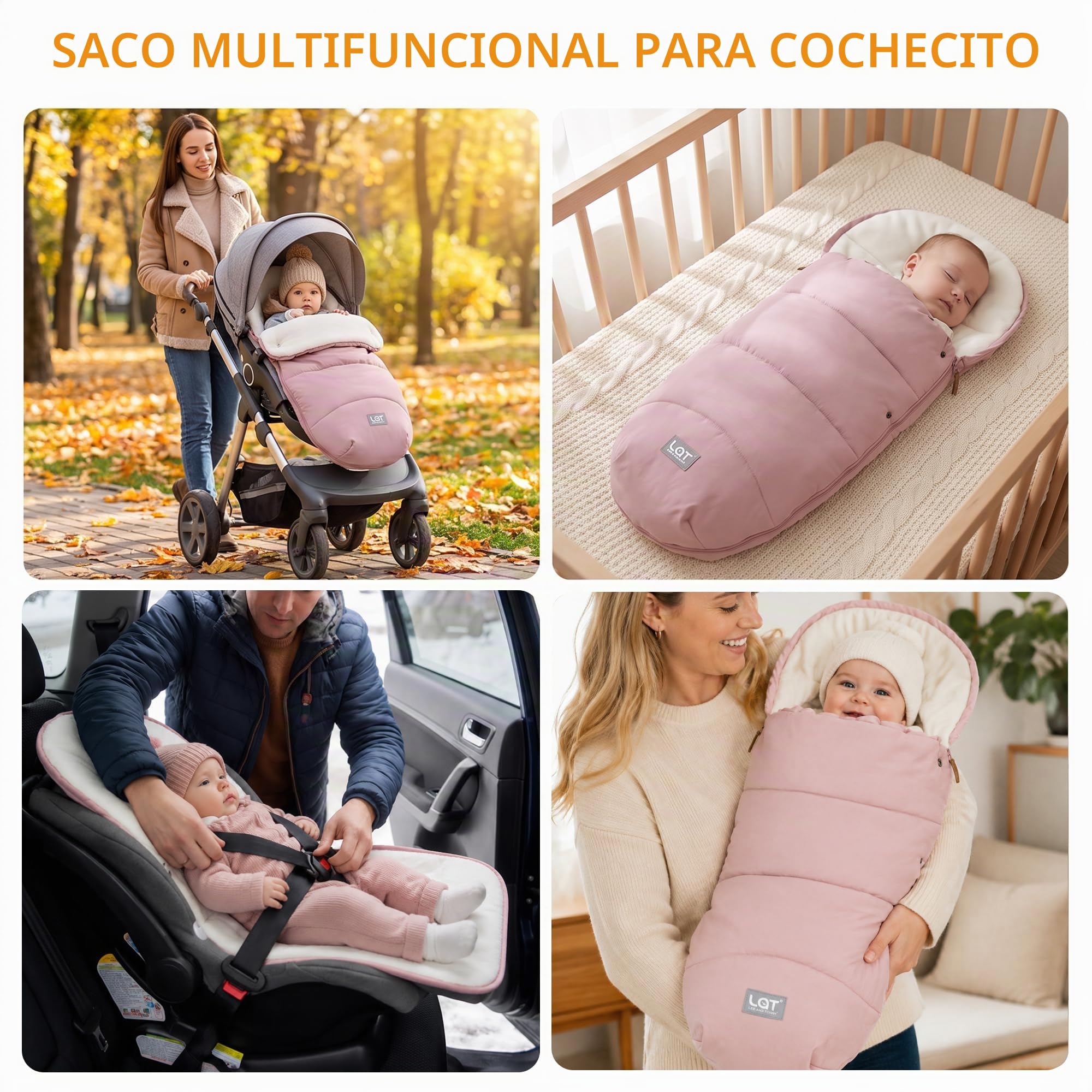 Universal Saco Silla de Paseo Invierno Saco Silla Carrito Bebe (B, Rosa)