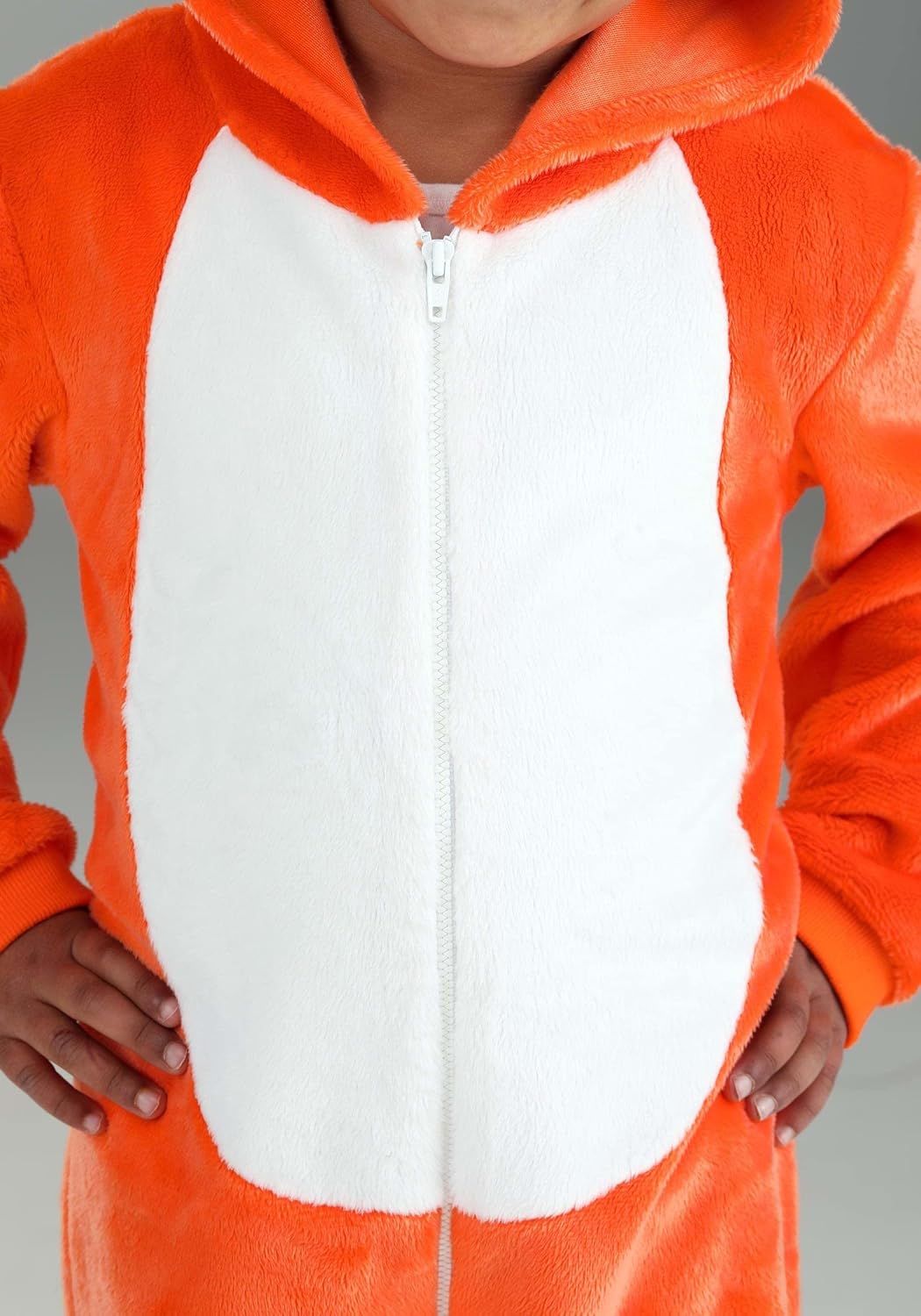 Toddler Orange Fox Hooded Jumpsuit Costume - Cozy Halloween Flannel Baby Fox Outfit with Soft Tail and Hood