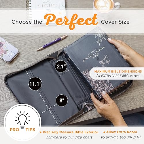 Miniatura 6 de Christian Art Gifts Funda de Biblia de moda para mujer, salmo 4610, piel sintética de mariposa rosa rosa, talla XL