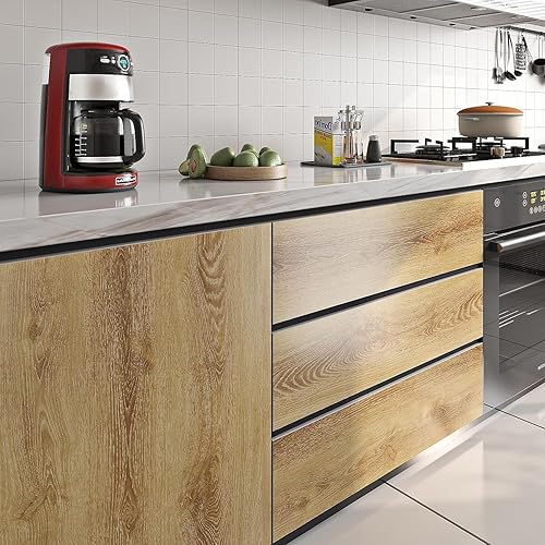 Miniatura 10 de Livelynine Encimeras de madera de 15.8 x 197 pulgadas, papel de contacto impermeable para encimeras, cubiertas decorativas para puertas, envoltura