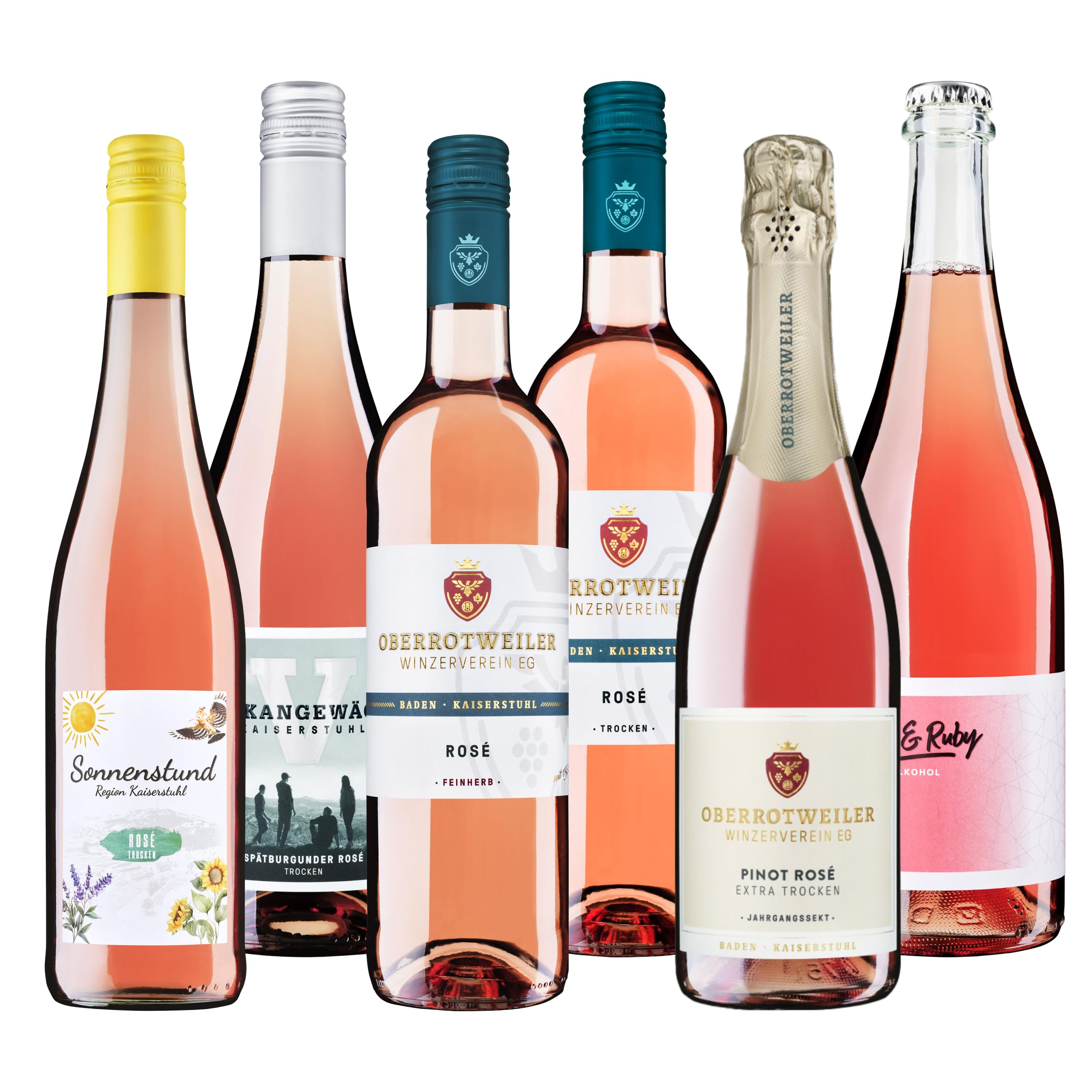 Oberrotweiler Rosésüchtig Wein-Paket - Roséwein & Rosé Sekt vom Kaiserstuhl - Probierpaket, als Geschenk für Wein Liebhaber & besondere Anlässe (6 x 0,75 l)