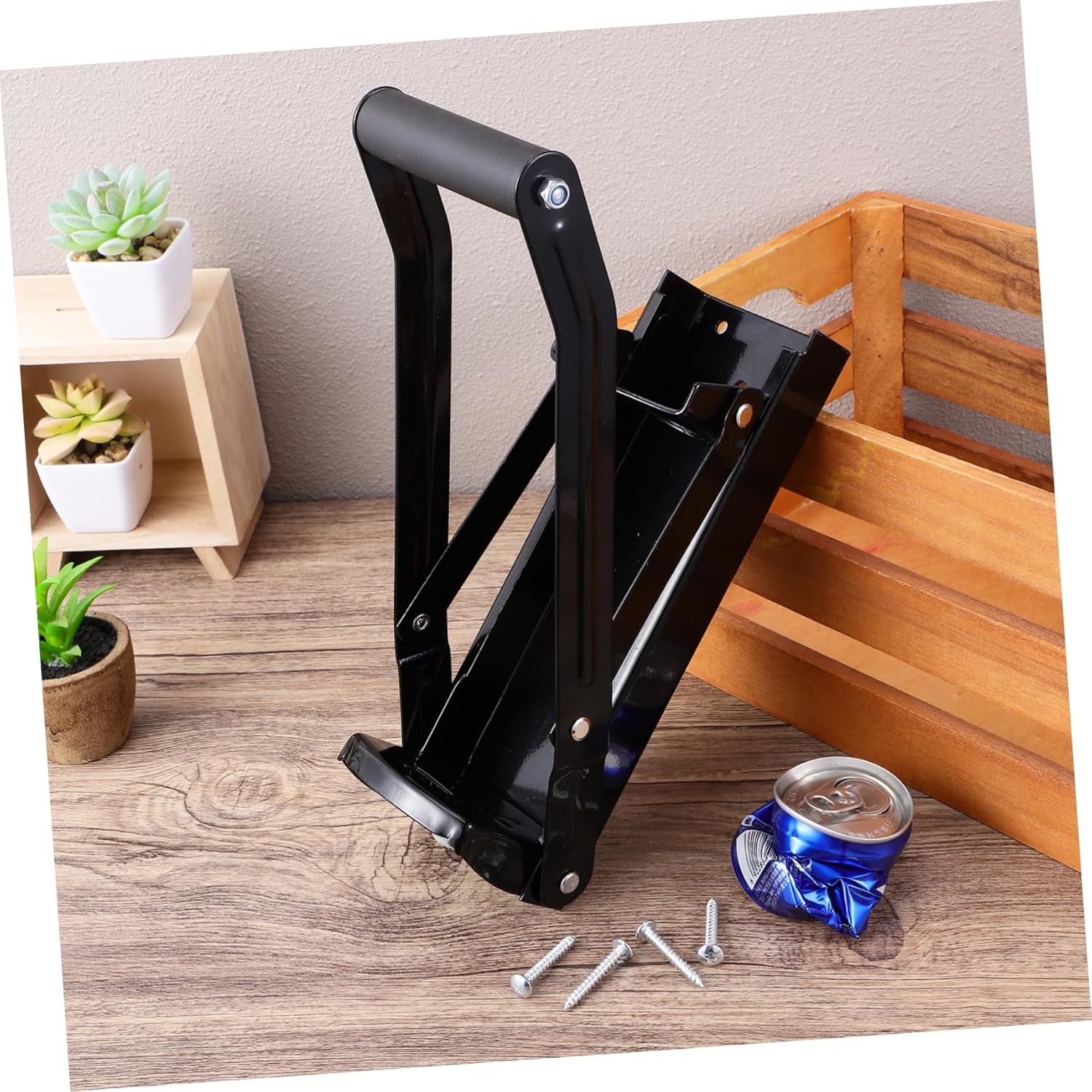 Soda Can Smasher Wall Mounted Heavy Duty Stainless Steel Can Crusher with Built Bottle Opener for Efficient Recycling Space Saving Design Durability