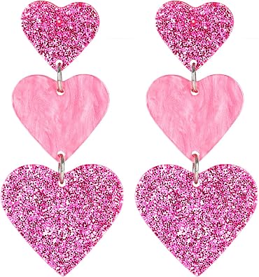 Heart Dangle Earrings Acrylic Cute Heart Shaped Earrings for Women