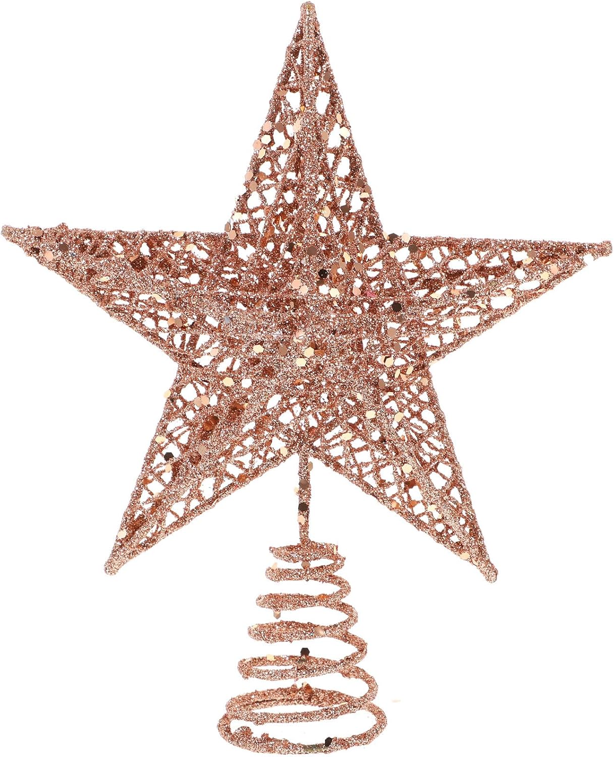 Amosfun Christmas Tree Topper Star Glitter Iron Tree Star Ornament for Holiday Decoration 7.87 X 6.69 X 1.57 Inches
