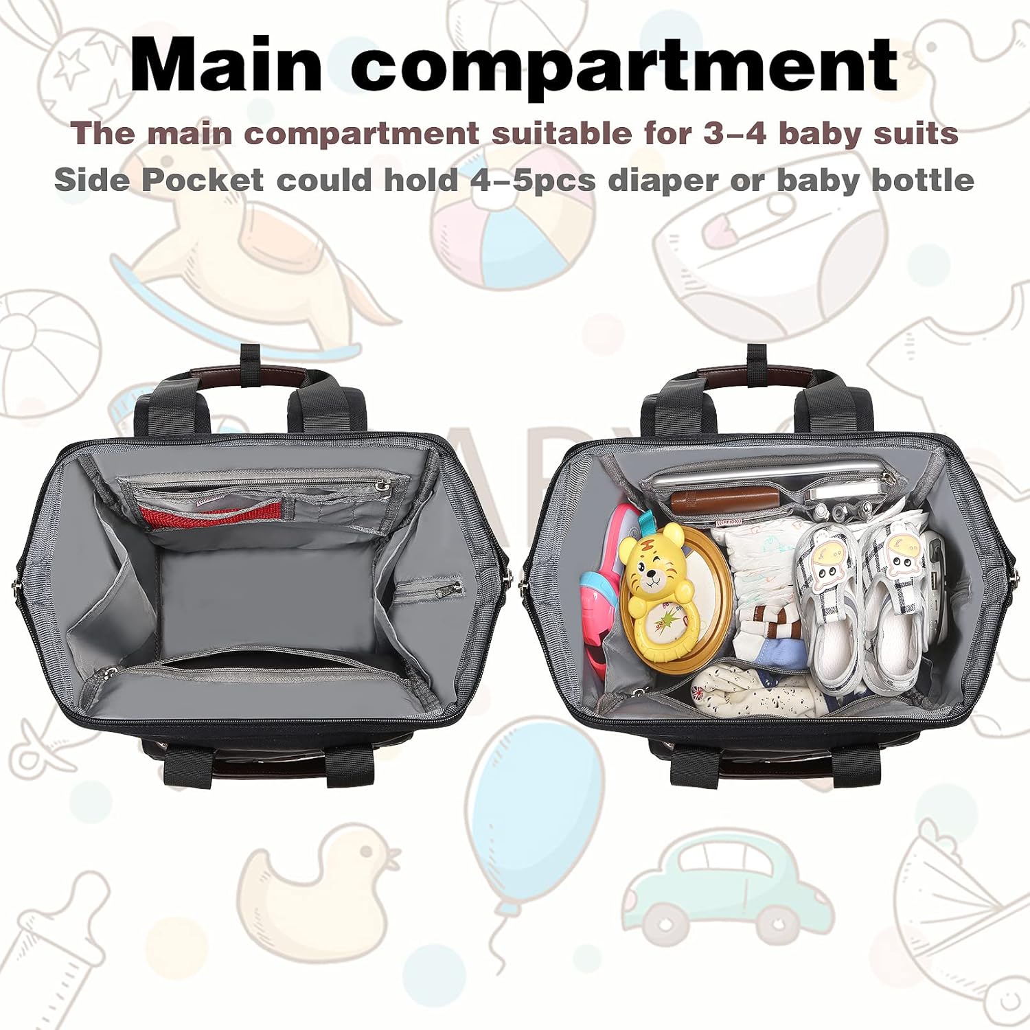 Jiefeike Diaper Bag Backpack, Baby Boys Girls Portable Baby Nappy Bags, Dad Mom Backpack Diaper Bag with Insulated Pockets RFID Anti-Theft Water-Resistant Pocket Stroller Straps