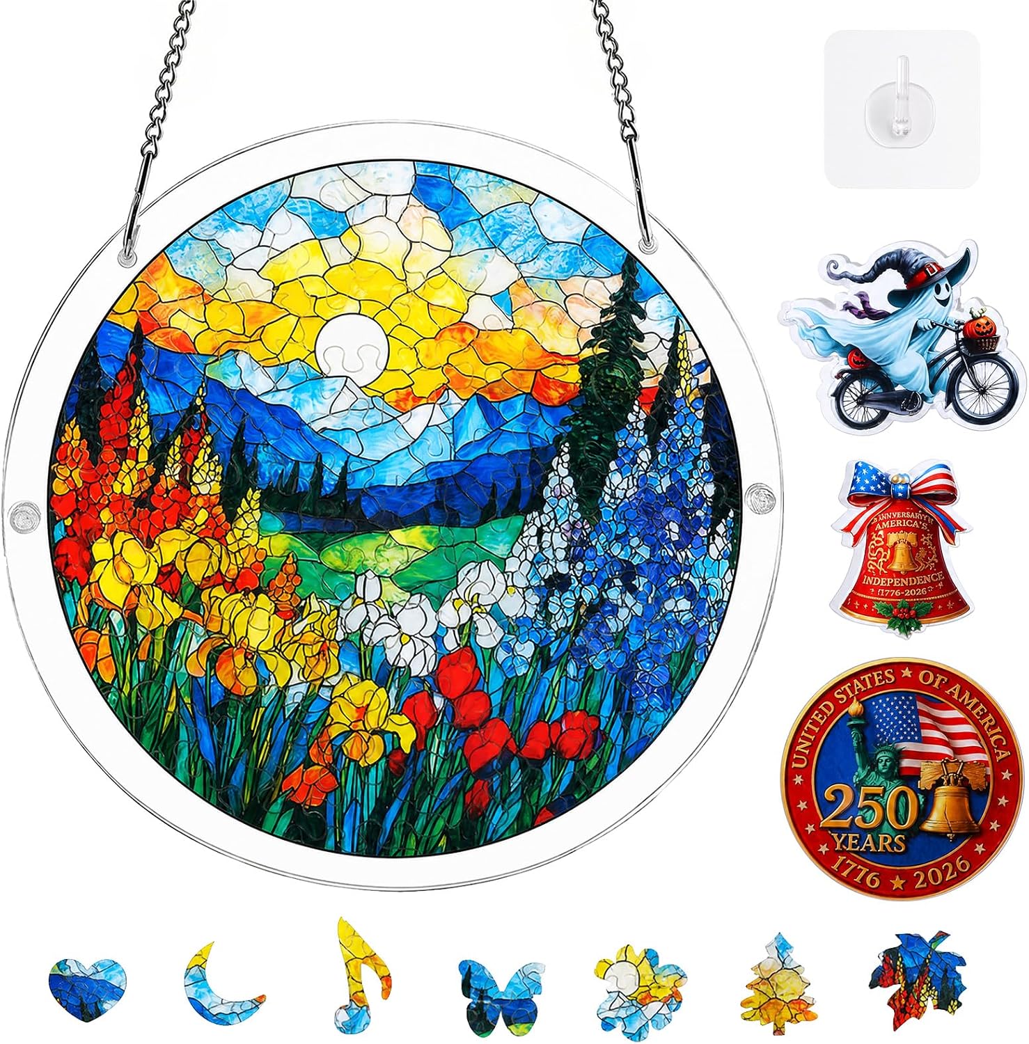 Acrylic Puzzle Suncatcher, Home & Garden Decor, 7.87 in BlossomSea