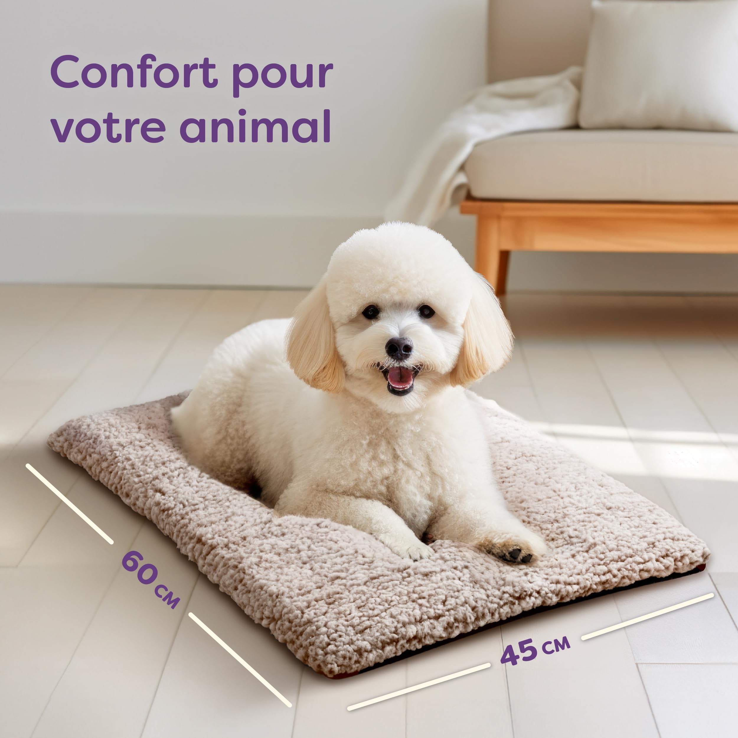 Knupis Coussin Chauffant Chat & Chiens - Couverture Chat 60x45cm- Couvertures pour Chats Auto-Chauffante sans Électricité - Housse Lavable - avec Dessous Non-Glissant (Marron)