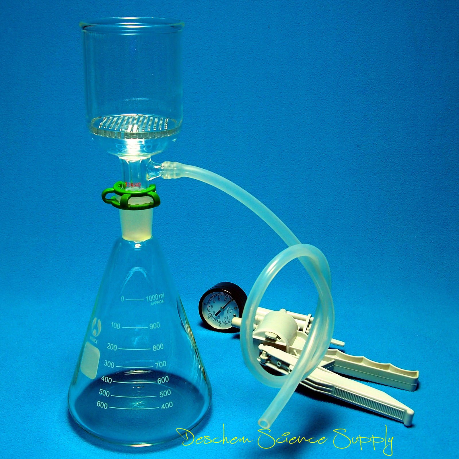 1000ml,Suction Filtration Kit,70mm Buchner Funnel,1L Erlenmeyer Flask,W/Handle Vacuum Pump